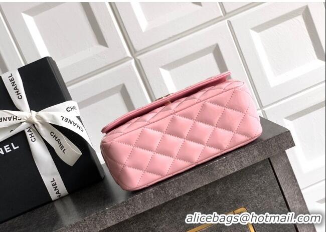 Low Cost Chanel Patent Calfskin Mini Flap Bag with Top Handle Bag 0702 Light Pink 2025