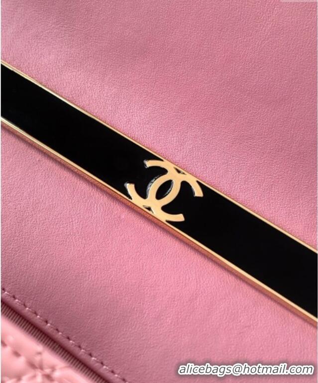 Low Cost Chanel Patent Calfskin Mini Flap Bag with Top Handle Bag 0702 Light Pink 2025