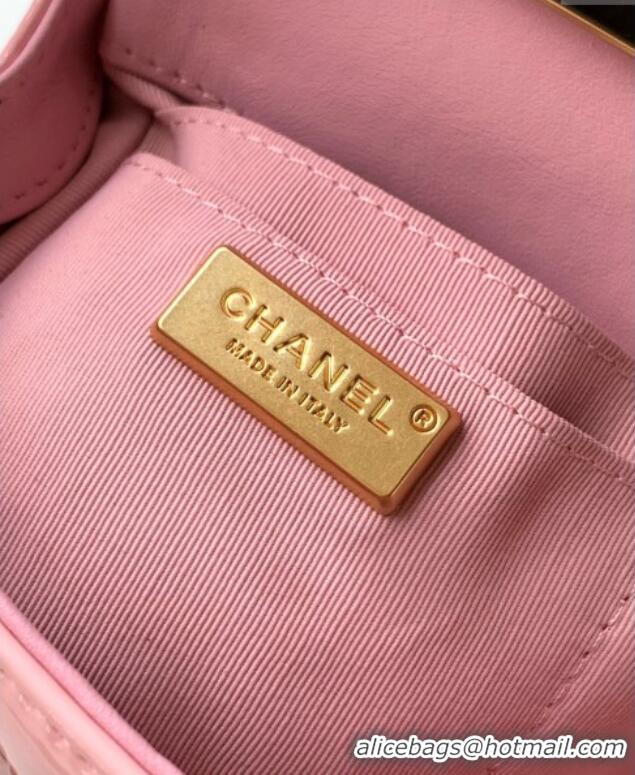 Low Cost Chanel Patent Calfskin Mini Flap Bag with Top Handle Bag 0702 Light Pink 2025