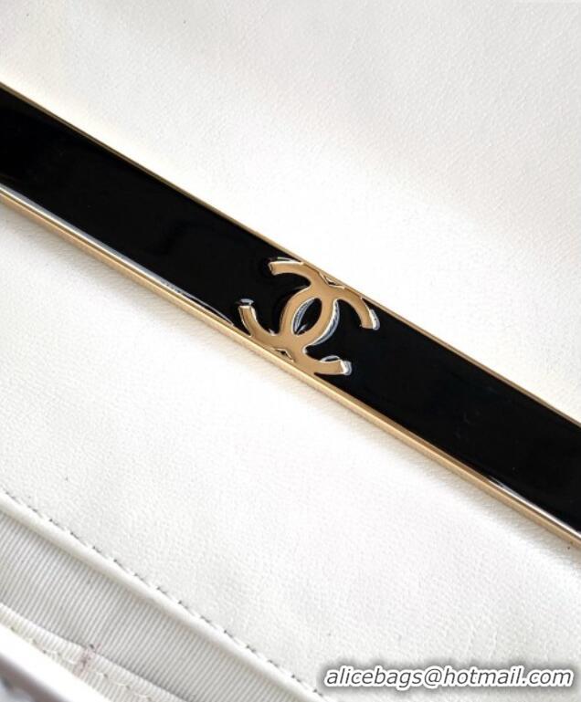Luxury Discount Chanel Patent Calfskin Mini Flap Bag with Top Handle Bag 0702 White 2025