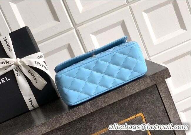 Good Looking Chanel Patent Calfskin Mini Flap Bag with Top Handle Bag 0702 Light Blue 2025