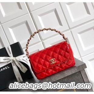 Unique Style Chanel Patent Calfskin Mini Flap Bag with Top Handle Bag 0702 Red 2025