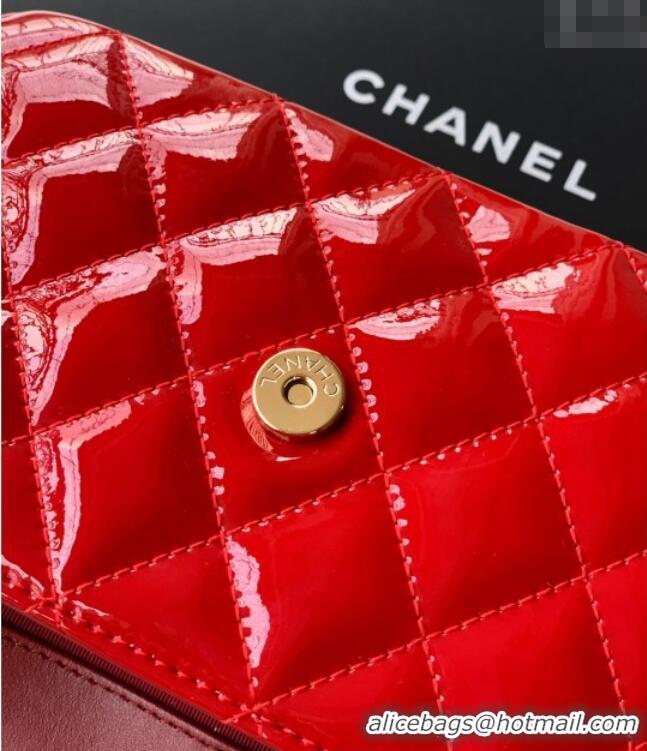 Unique Style Chanel Patent Calfskin Mini Flap Bag with Top Handle Bag 0702 Red 2025