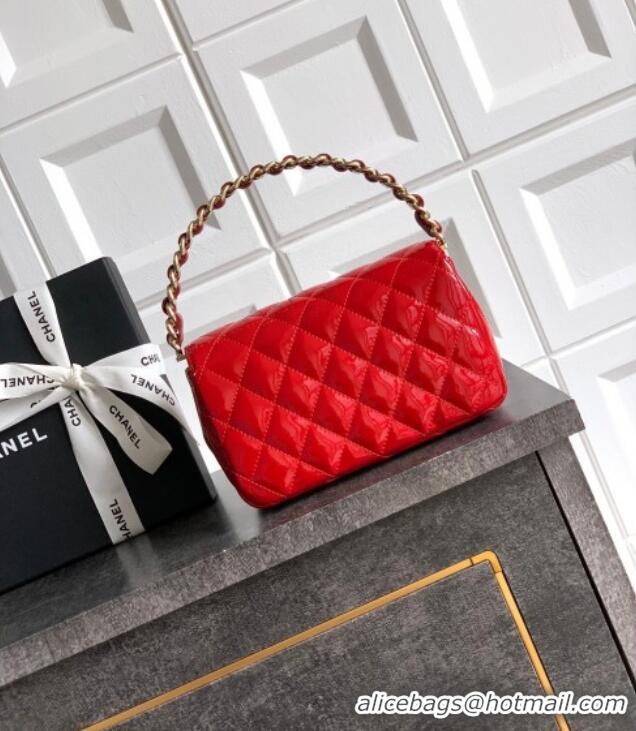 Unique Style Chanel Patent Calfskin Mini Flap Bag with Top Handle Bag 0702 Red 2025