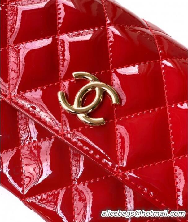 Unique Style Chanel Patent Calfskin Mini Flap Bag with Top Handle Bag 0702 Red 2025