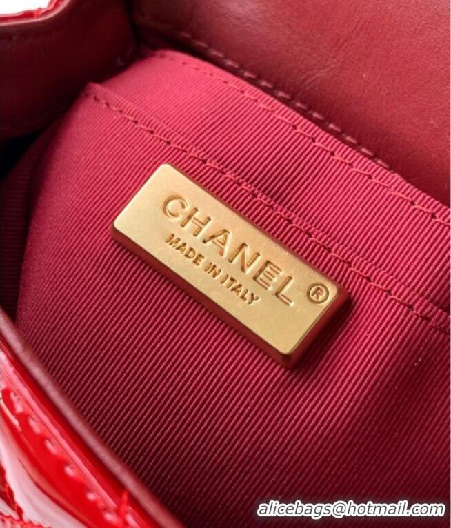 Unique Style Chanel Patent Calfskin Mini Flap Bag with Top Handle Bag 0702 Red 2025