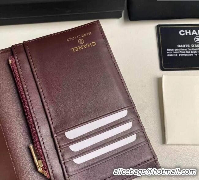 Good Quality Chanel Lambskin Passport Cover A3658 Black/Gold 2025