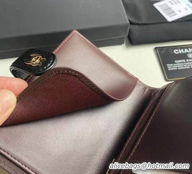 Good Quality Chanel Lambskin Passport Cover A3658 Black/Gold 2025