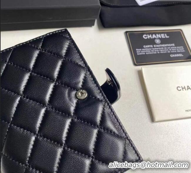 Buy Discount Chanel Lambskin Passport Cover A3658 Black/Silver 2025