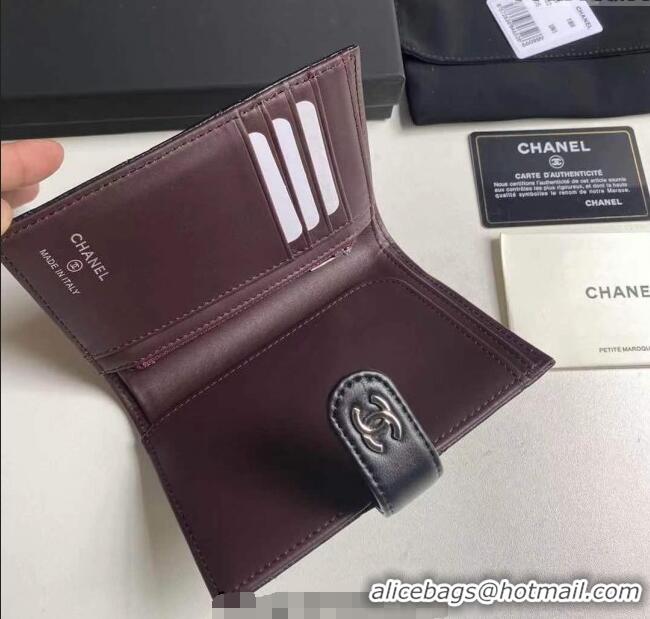 Buy Discount Chanel Lambskin Passport Cover A3658 Black/Silver 2025