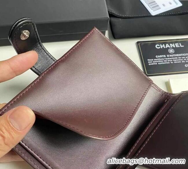 Buy Discount Chanel Lambskin Passport Cover A3658 Black/Silver 2025