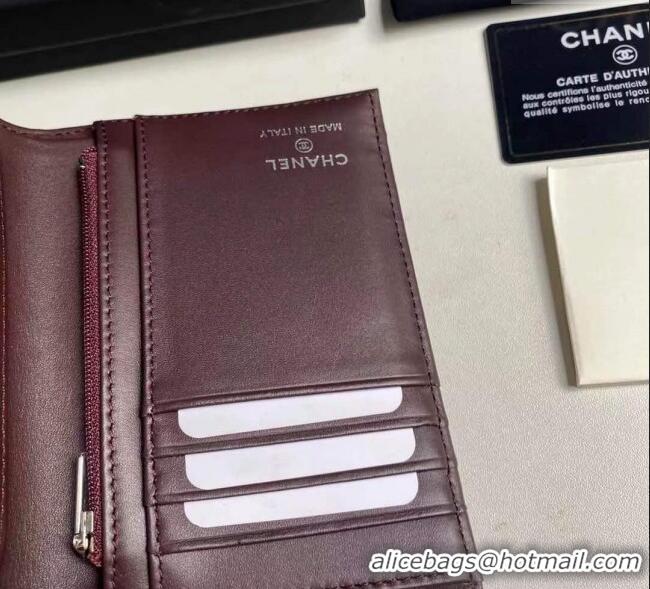 Good Quality Chanel Grained Calfskin Passport Cover A3658 Black/Silver 2025