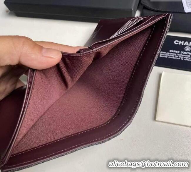 Good Quality Chanel Grained Calfskin Passport Cover A3658 Black/Silver 2025