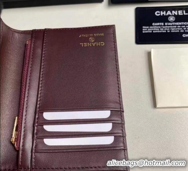 Top Grade Chanel Grained Calfskin Passport Cover A3658 Black/Gold 2025