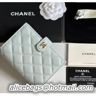 Low Cost Chanel Grained Calfskin Passport Cover A3658 Pale Green/Gold 2025