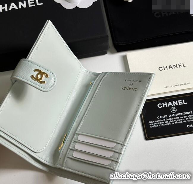 Low Cost Chanel Grained Calfskin Passport Cover A3658 Pale Green/Gold 2025