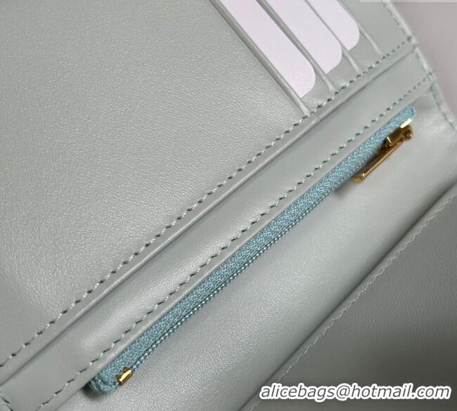 Low Cost Chanel Grained Calfskin Passport Cover A3658 Pale Green/Gold 2025