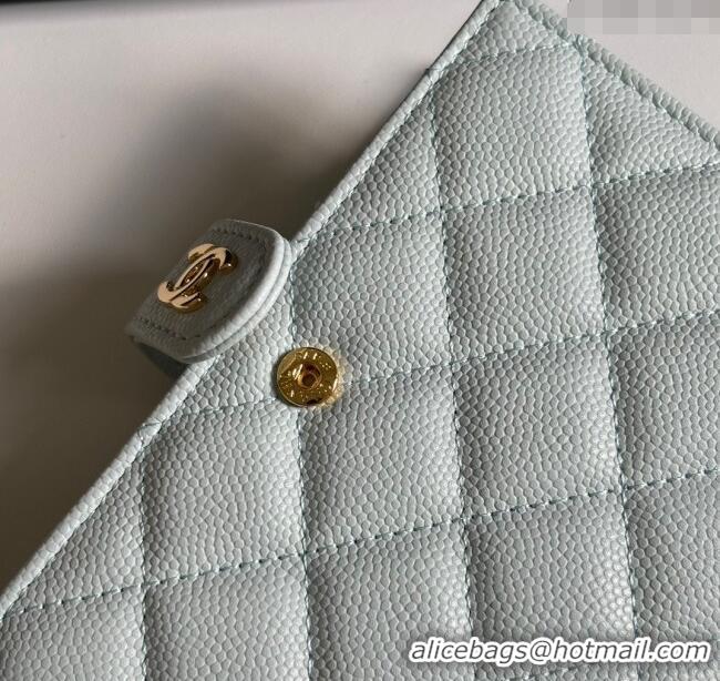 Low Cost Chanel Grained Calfskin Passport Cover A3658 Pale Green/Gold 2025
