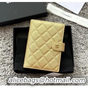 Famous Brand Chanel Grained Calfskin Passport Cover A3658 Gold-Tone 2025