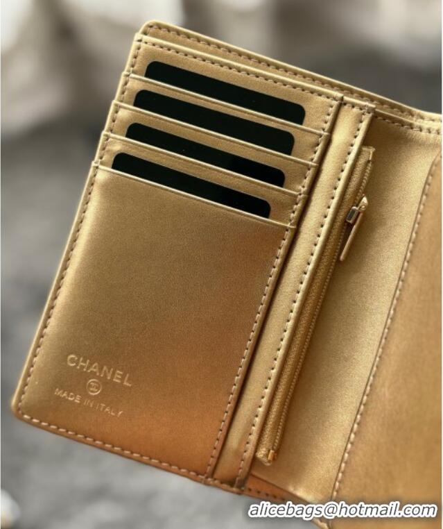 Famous Brand Chanel Grained Calfskin Passport Cover A3658 Gold-Tone 2025