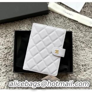 Good Quality Chanel Grained Calfskin Passport Cover A3658 Light Grey 2025