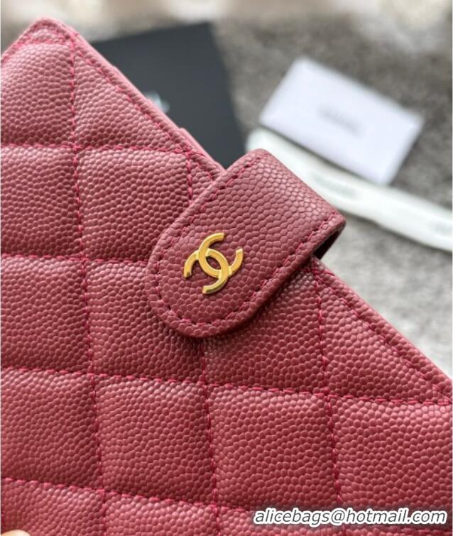 Top Grade Chanel Grained Calfskin Passport Cover A3658 Red 2025