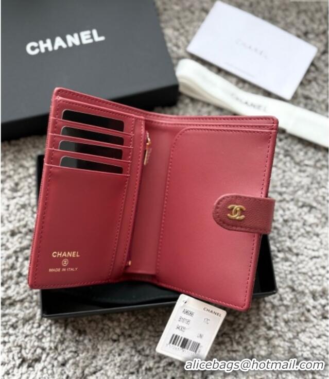 Top Grade Chanel Grained Calfskin Passport Cover A3658 Red 2025