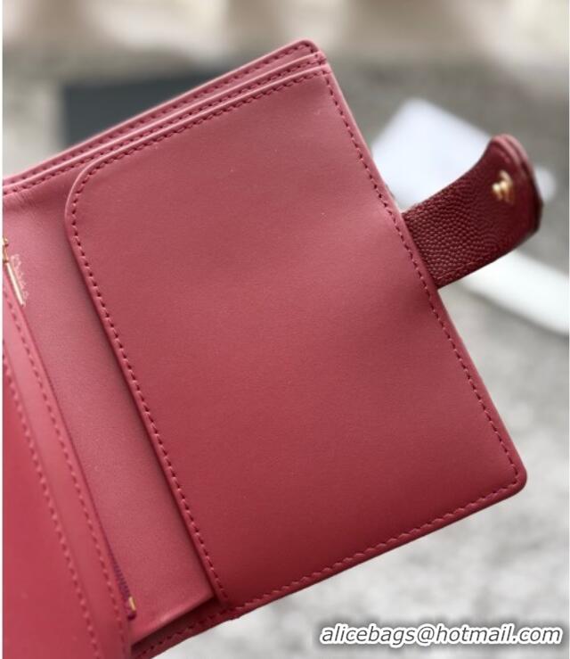 Top Grade Chanel Grained Calfskin Passport Cover A3658 Red 2025