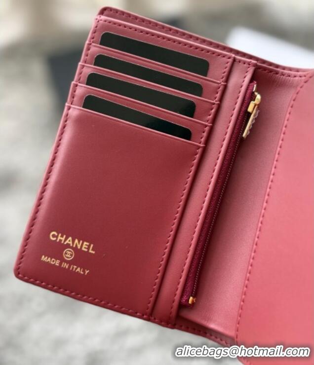 Top Grade Chanel Grained Calfskin Passport Cover A3658 Red 2025