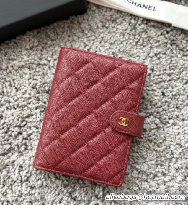 Top Grade Chanel Grained Calfskin Passport Cover A3658 Red 2025