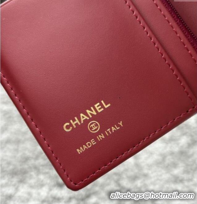 Top Grade Chanel Grained Calfskin Passport Cover A3658 Red 2025