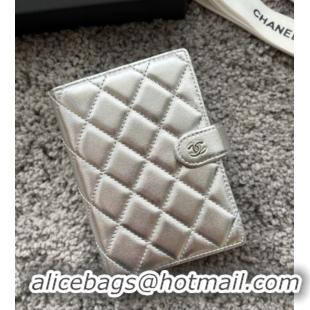 Good Looking Chanel Lambskin Passport Cover A3658 Silver-Tone 2025