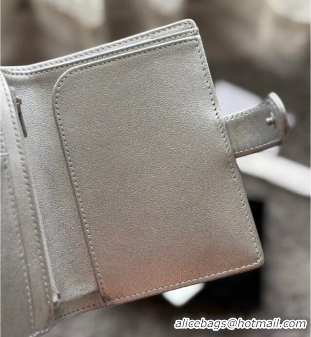 Good Looking Chanel Lambskin Passport Cover A3658 Silver-Tone 2025