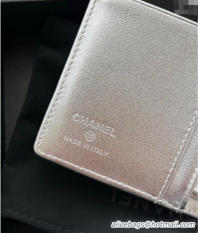 Good Looking Chanel Lambskin Passport Cover A3658 Silver-Tone 2025