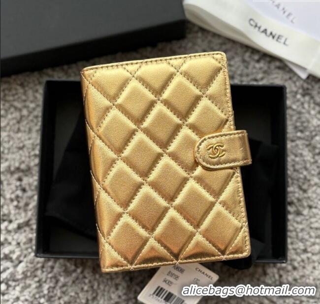 Promotional Chanel Lambskin Passport Cover A3658 Gold-Tone 2025
