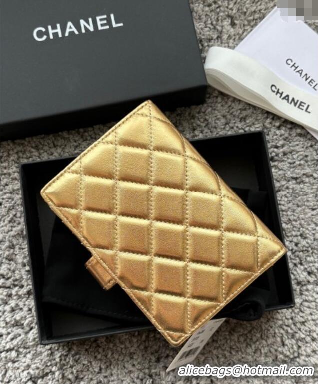 Promotional Chanel Lambskin Passport Cover A3658 Gold-Tone 2025
