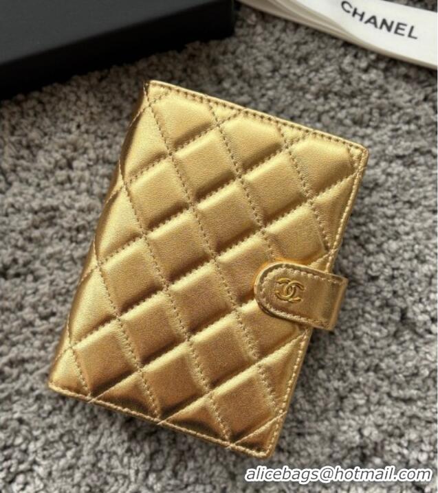 Promotional Chanel Lambskin Passport Cover A3658 Gold-Tone 2025