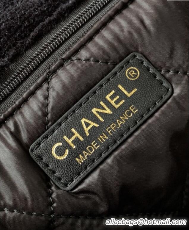 Good Quality Chanel Cotton Coco Beach Bag AA3846 Black/White 2025