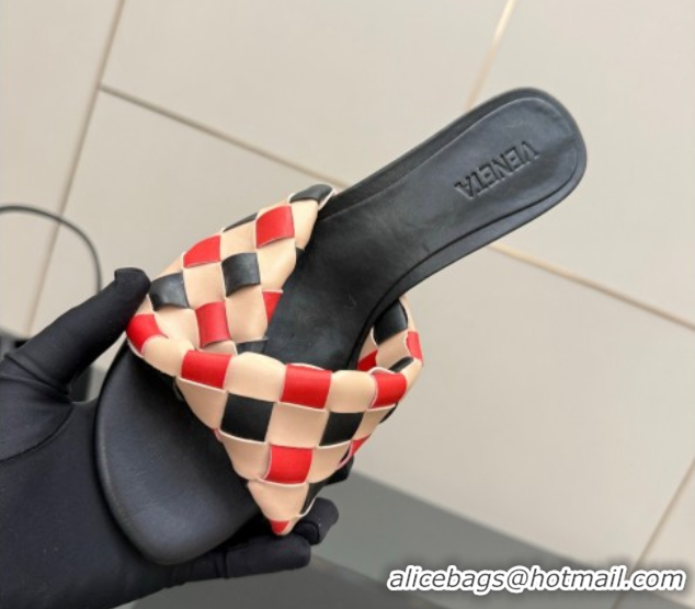 Cheap Price Bottega Veneta Blink Heel Slides Sandals 6.5cm in Vichy Intrecciato Leather with Folded Detail Black 0604031
