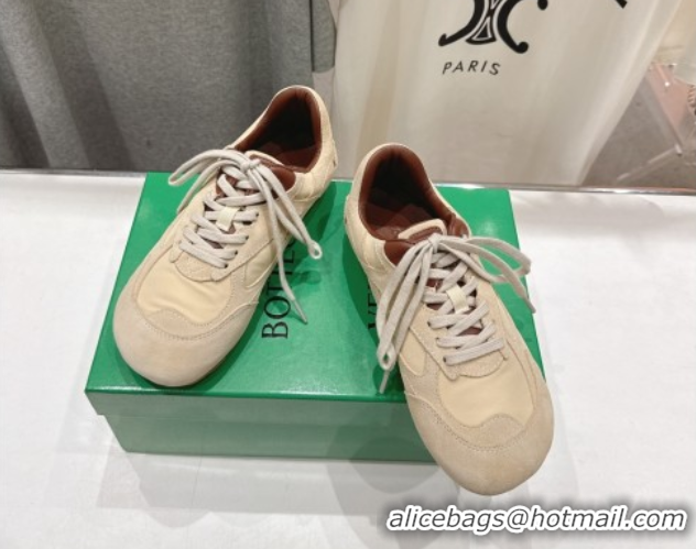 Grade Bottega Veneta Orbit Flash Sneakers in Suede and Nylon Beige 0604040