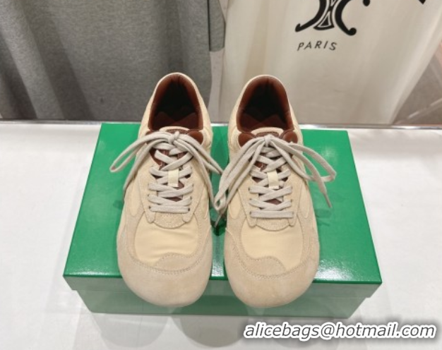 Grade Bottega Veneta Orbit Flash Sneakers in Suede and Nylon Beige 0604040