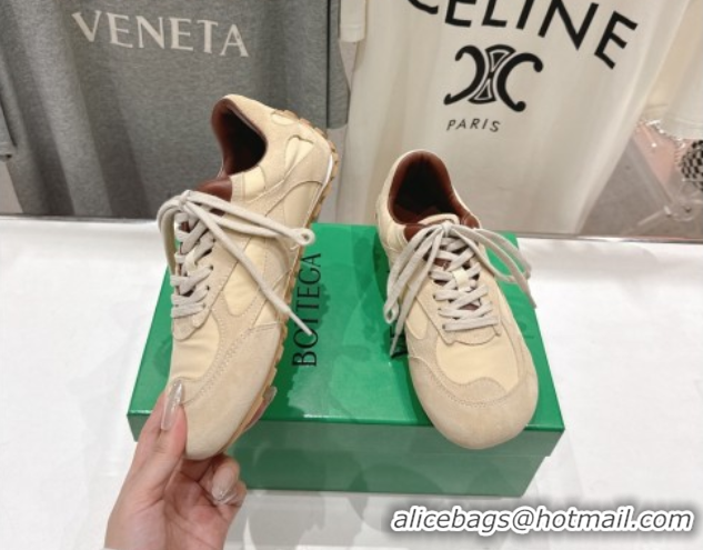 Grade Bottega Veneta Orbit Flash Sneakers in Suede and Nylon Beige 0604040