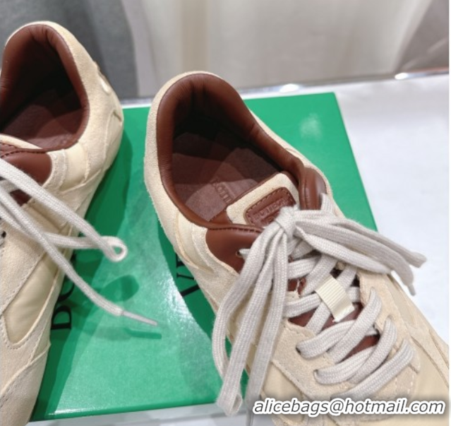 Grade Bottega Veneta Orbit Flash Sneakers in Suede and Nylon Beige 0604040