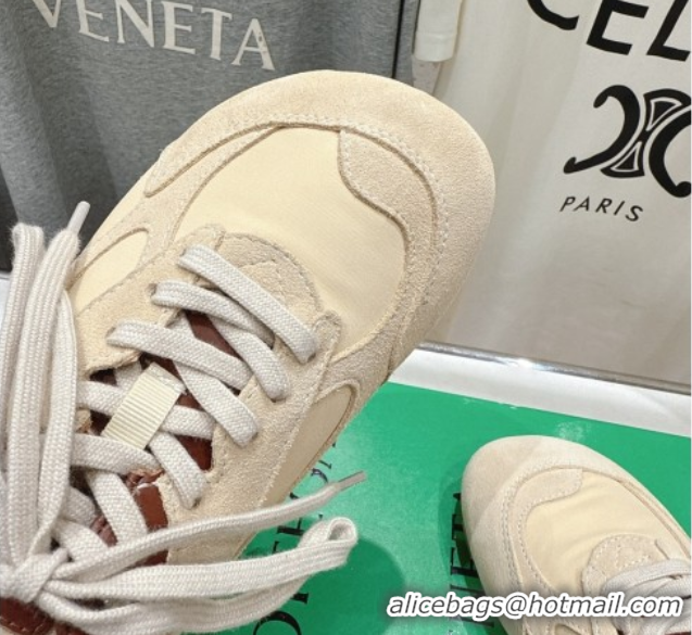 Grade Bottega Veneta Orbit Flash Sneakers in Suede and Nylon Beige 0604040