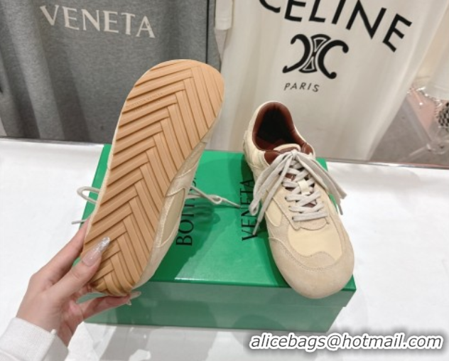 Grade Bottega Veneta Orbit Flash Sneakers in Suede and Nylon Beige 0604040