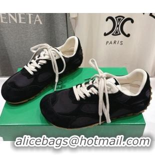 Best Grade Bottega Veneta Orbit Flash Sneakers in Suede and Nylon Black 0604041