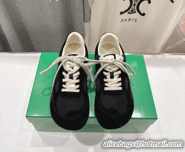 Best Grade Bottega Veneta Orbit Flash Sneakers in Suede and Nylon Black 0604041