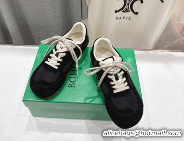 Best Grade Bottega Veneta Orbit Flash Sneakers in Suede and Nylon Black 0604041