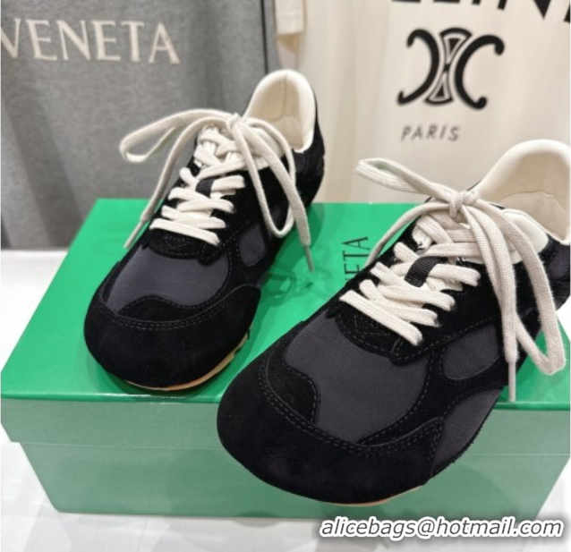 Best Grade Bottega Veneta Orbit Flash Sneakers in Suede and Nylon Black 0604041