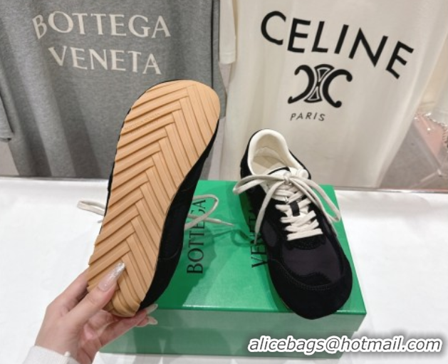 Best Grade Bottega Veneta Orbit Flash Sneakers in Suede and Nylon Black 0604041